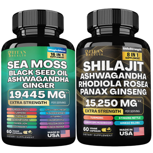 Power Duo Bundle - 16-In-1 Sea Moss + 8-In-1 Shilajit Supplements